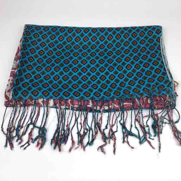 Diamond Fringe Scarf in Turquoise - Image 3